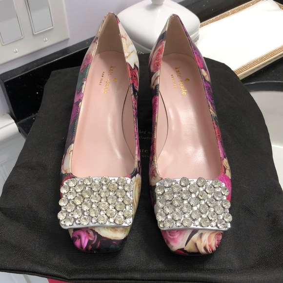kate spade Shoes - NWT Kate Spade Roses Crystal Buckle Shoes.